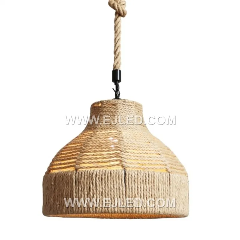Coastal Beach Rope Rattan Woven Pendant Lamp Natural Simple Hand Weaved Pendant Light Suspension Lamp for Living Room RP0099
