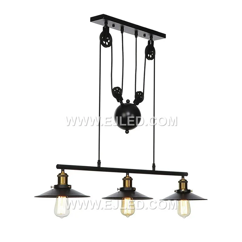 Black Chandelier In Brushed Antique Dark Metal Finish Industrial Linear Ceiling Fixture Hanging For Dining Rooms MK0142