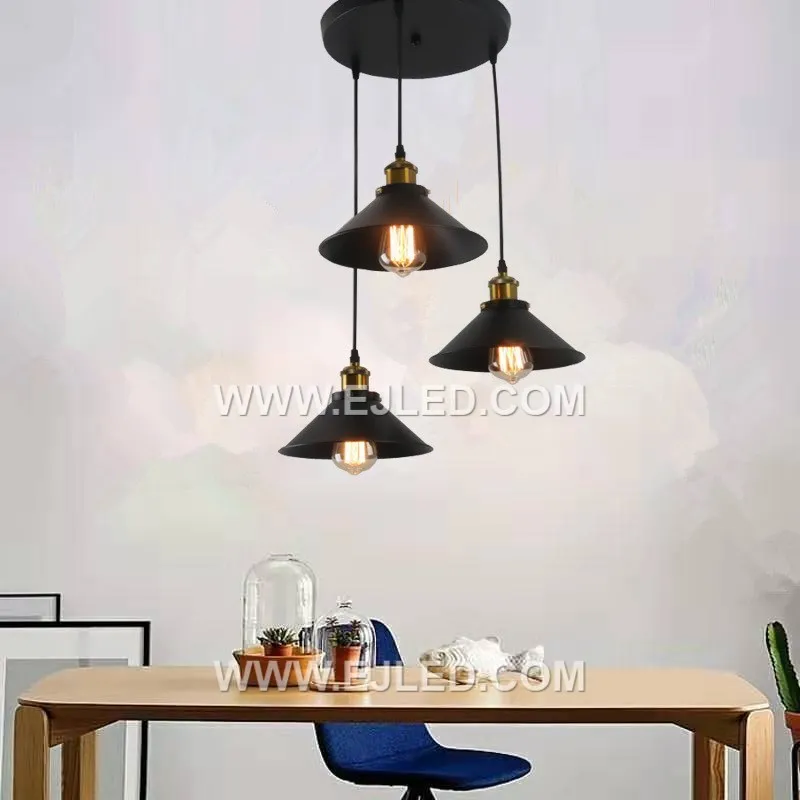 Industrial Hanging Pendant Lights Ceiling Pendant Light With Metal Dome Shade Black Finish MK0155
