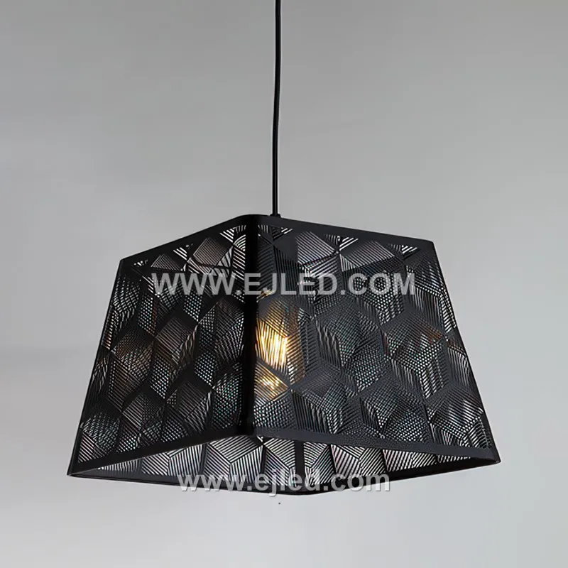 Wholesale Black Pendant Light Metal Decorative Pattern Hanging Light Black Finish Lighting Fixtures for Hotel Dining Room BS0209