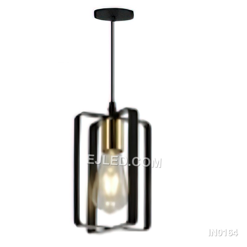 Black Cage Pendant Light Square Metal Wire Box shade Iron Industrial Chandelier Lighting Lamp for Home Decor Foyer IN0164