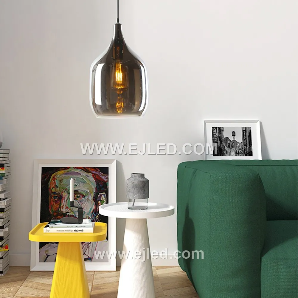 Wholesale Black Glass Pendant Light Fixture Wine Bottle Lampshade with E26 E27 Socket for Living Room GL0003