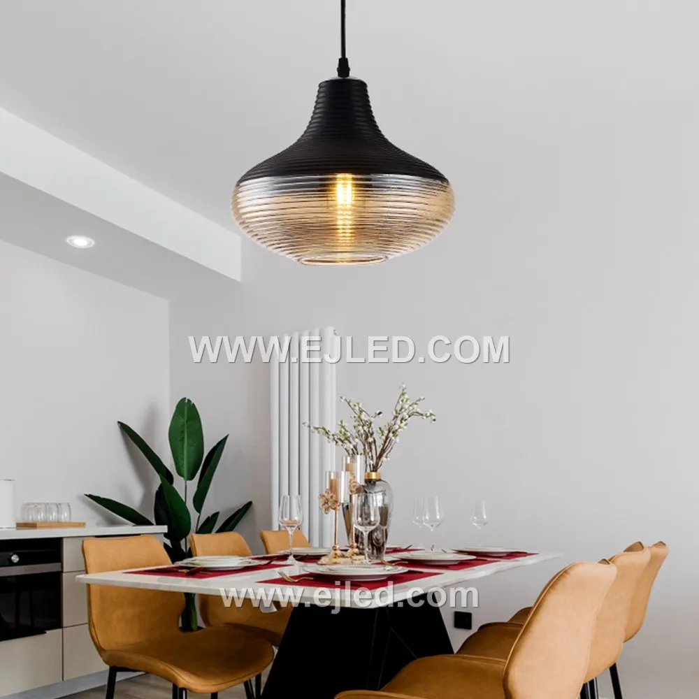 Wholesale Hand Blown Glass Pendant Light Transparent Amber Modern Hanging Chandelier Lighting Fixtures for Living Room GL0012