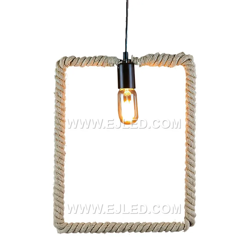 Square Rope Pendant Lights Modern Simplicity European Style Living Room Decorative Lamp E27 Hanging Light RP0058