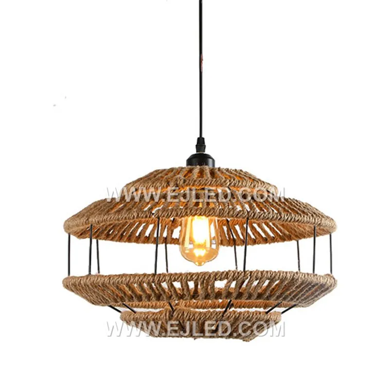 Woven Pendant Light Boho Chandelier Dome Rustic Farmhouse Chandelier Hemp Rope Light Rattan Light Fixture for Dining Room RP0081