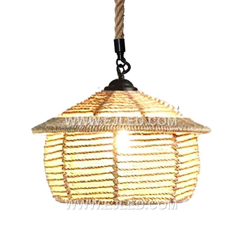 Zhonshan Chandeliers Hemp Rope Sling Bedroom Restaurant Bar Cafe Island Counter Hanging Light Creative Single Head Lamp RP0083