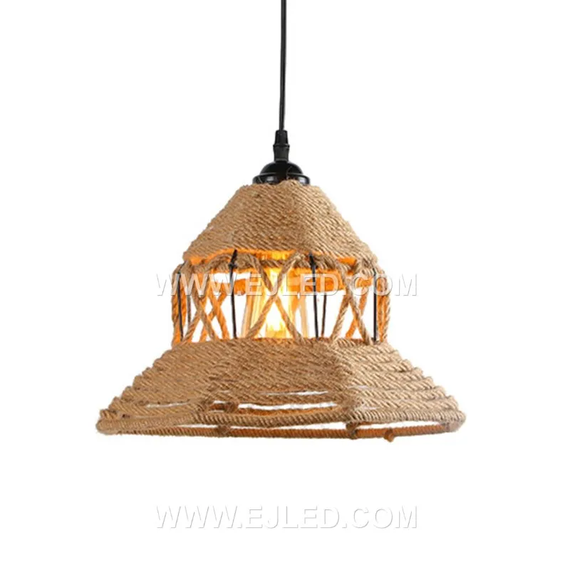 Hemp Rope Pendant Lights Retro Vintage Fixture E27 85-265V Lamparas De Techo Colgante Moderna Pendant Lamp Hanging RP0107