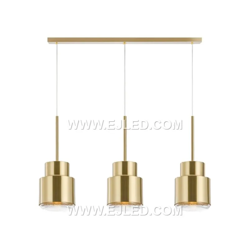 Brushed Brass Finish Modern Chandelier Nordic Pendant Light Round Lampshade For Living Room MK0112