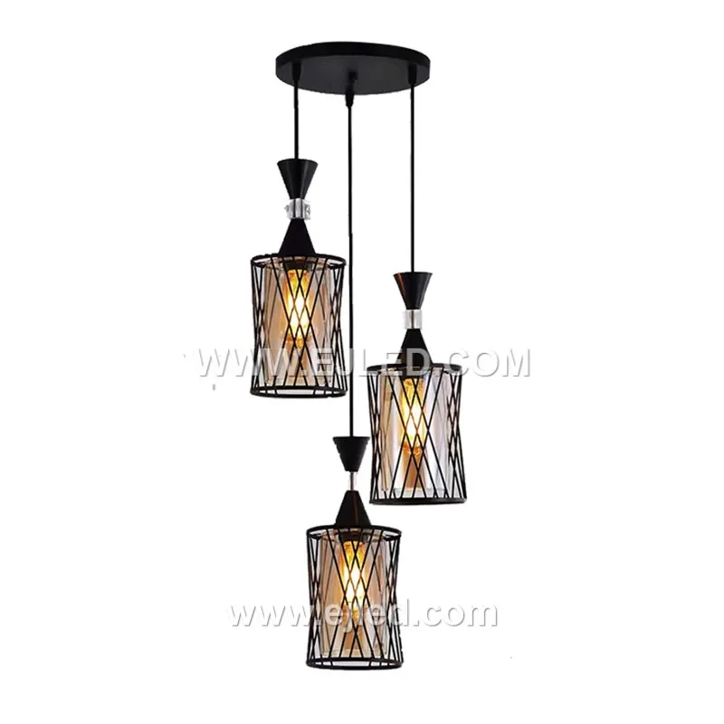 China OEM Elegance Black and Gold Pendant Lamps with Clear Glass Lampshade Lighting Fixture for Living Room Chandelier BS0007