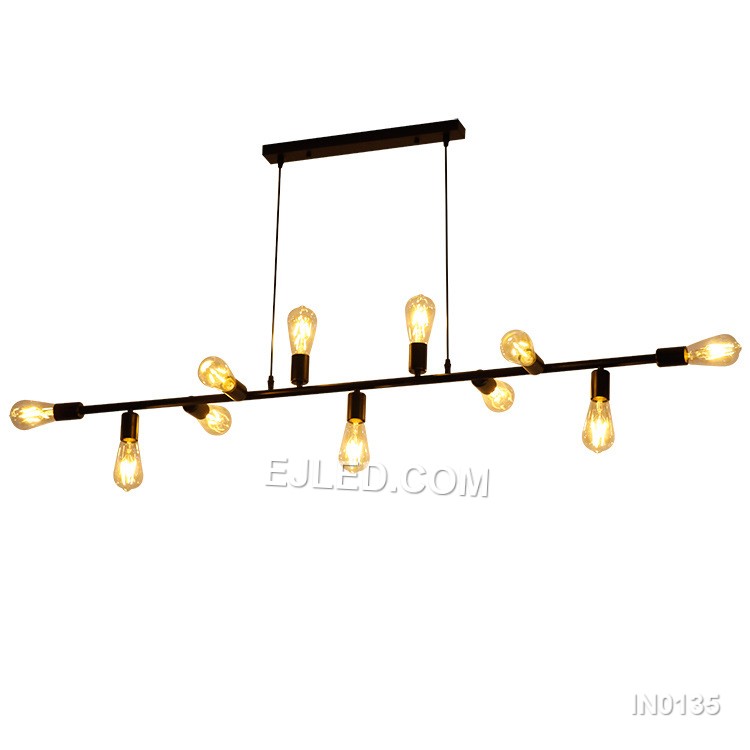 Sputnik Chandelier Chrome Rectangular Ceiling Light Chandelier Black and Gold Pendant Light 11-Lights for Kitchen IN0135