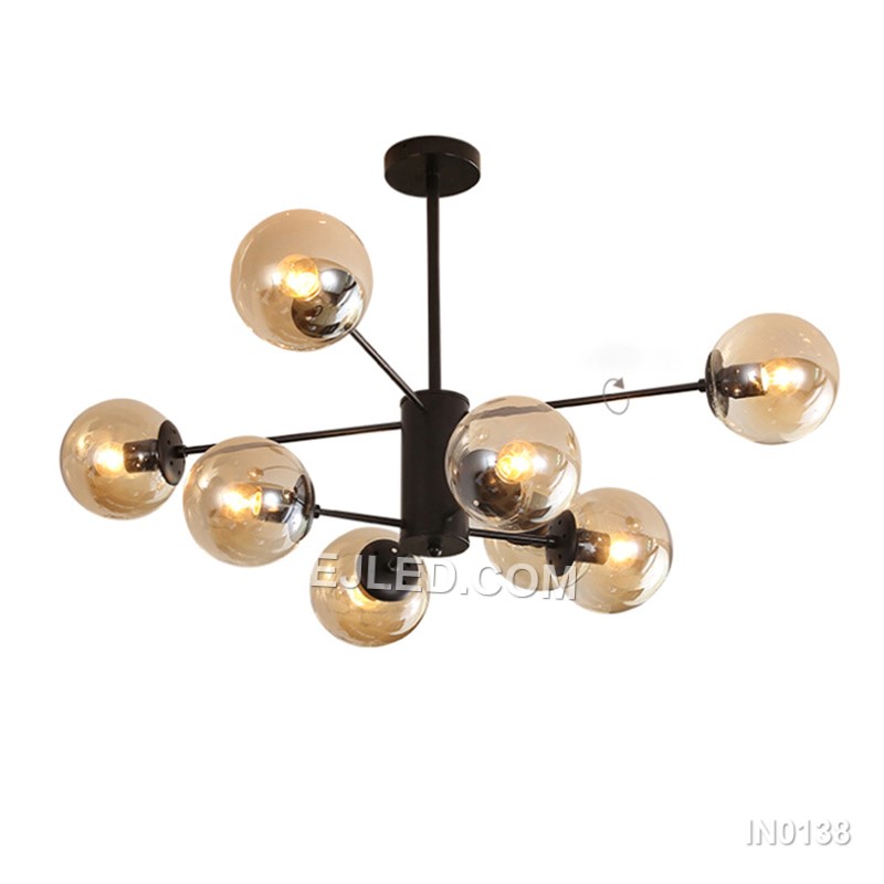Large Ceiling Light Fixture with Glass Classic 8 Light Chandelier Black Pendant Lights for Home Decor Bathroom Farmhouse IN0138