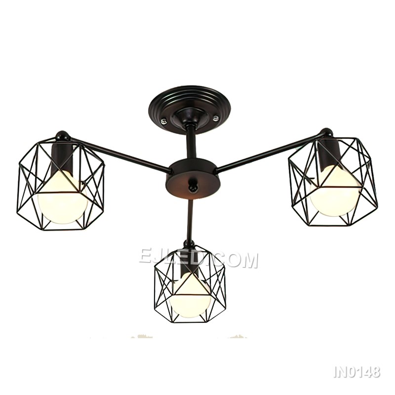 Lights Decorative Pendant Lights 3 Arms Cluster Metal Wire Cage Lighting Ceiling Modern House Light for Kitchen Island IN0148