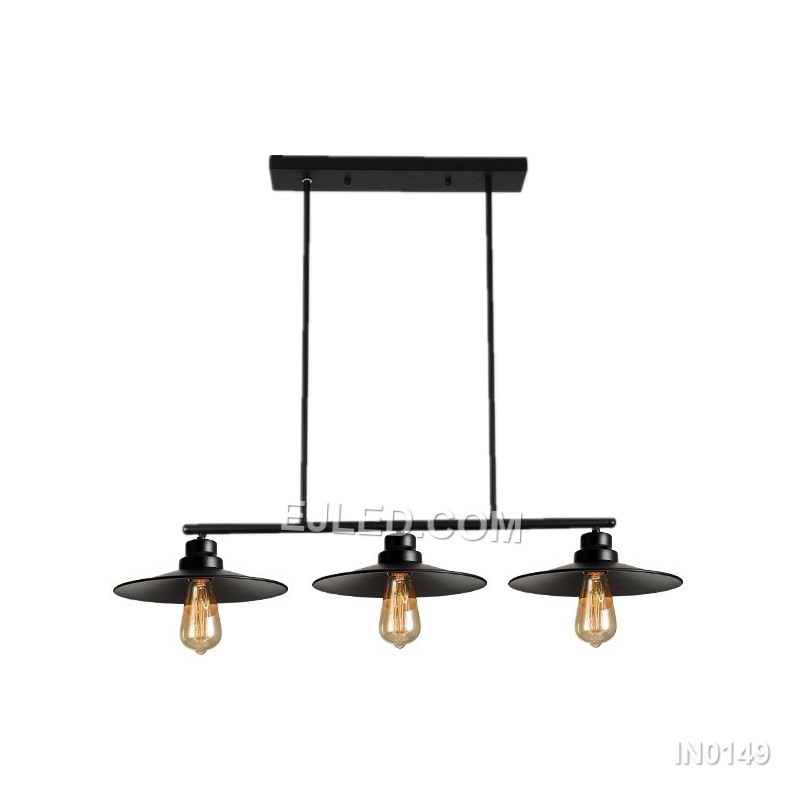 Black Pendant Light with Metal Iron Rectangle Speaker Lampshade 3-Light for Home Decor Chandalia Light for Dining Room IN0149