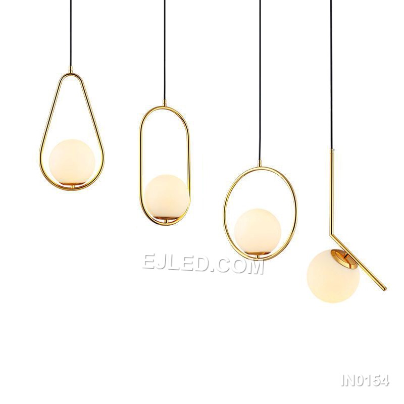 Glass and Brass Pendant Light 4 shape Gold Pendant Light Fixture Modern Lights for Kitchen Island Foyer Hotel IN0154