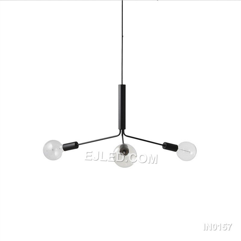 Simple And Modern Style Black Pendant Lights E27 Socket 3 Arms Led Chandeliers Nordic Lamps For Kitchen Island Foyer IN0157