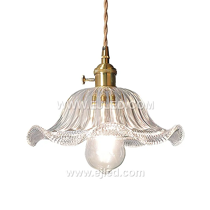 Wholesale Pendant Light Fixtures Modern Pendant Lighting for Kitchen Island Green Striped Glass Pendant Light Shade GL0119