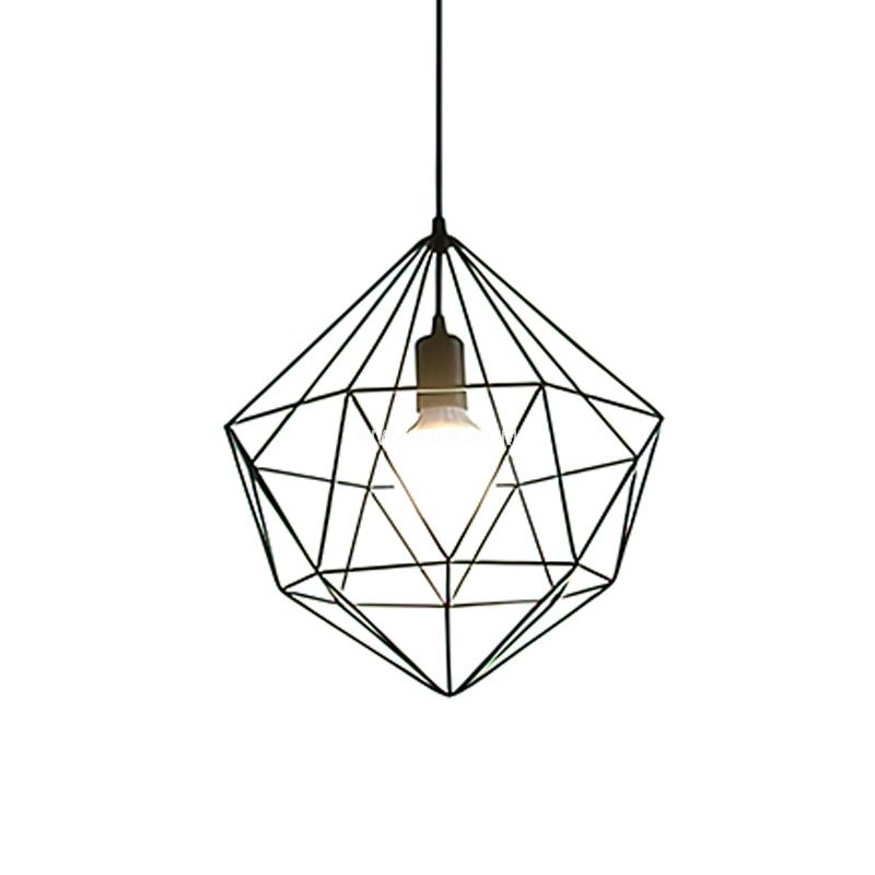 World market pendant light iron light pendant fitting polygon with E27 holder black ceiling light for kitchen IN0004