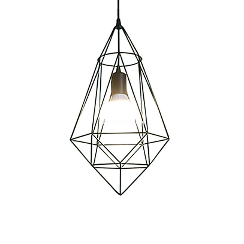 Black pendant light iron led light Polygon shape with E27 lamp holder 110v modern light fixtures for kitchen IN0006