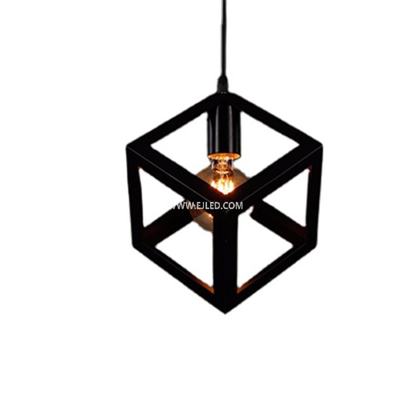 Industrial Pendant Light Black Metal Caged Pendant Lighting with Adjustable Hanging Light Fixtures for Kitchen Island IN0008