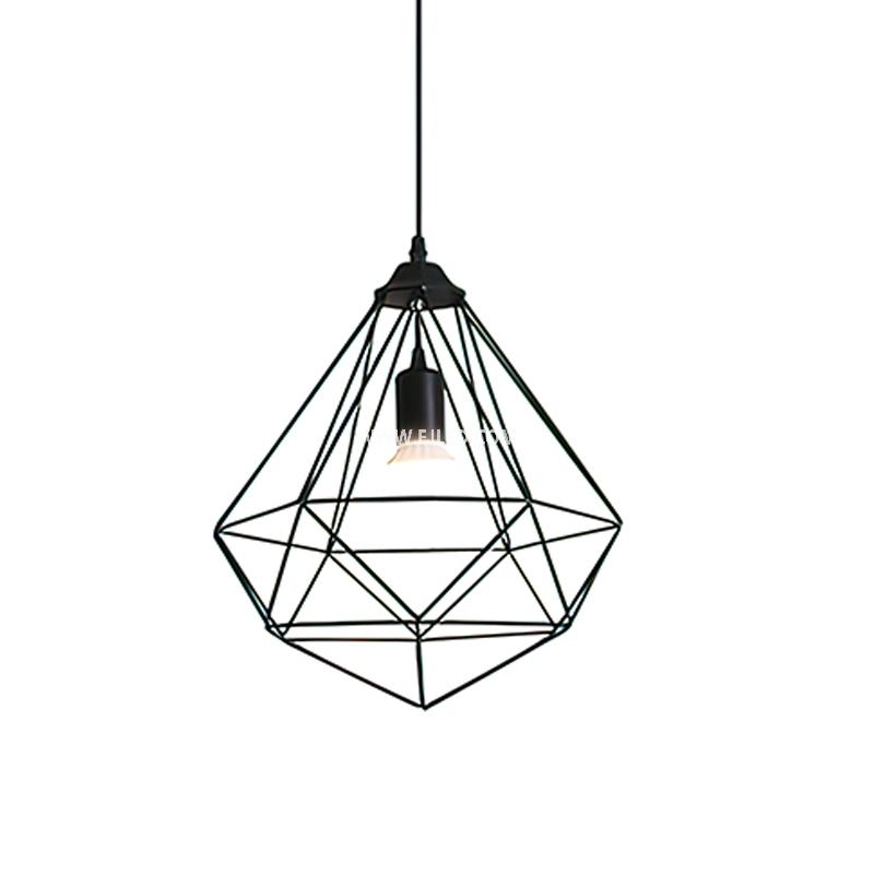 Black pendant light retro iron ceiling lamps for home decor Polygon shape with E27 holder light fixture for kitchen IN0005