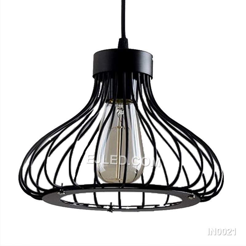 Black Pendant Light Fixtures Industrial Rustic Iron Ceiling Light with Petal Lampshade for Kitchen Island Bedroom Hotel IN0021