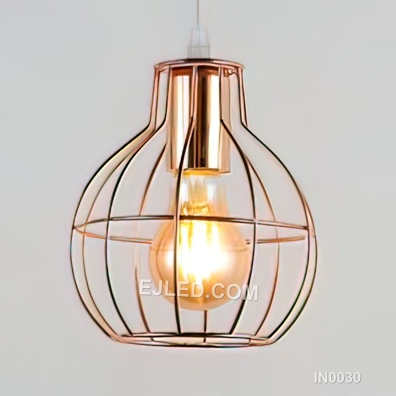 Gold Pendant Light Iron Retro Vintage Lighting Ball Cage Lampshade with E27 Base Electroplate Decor Light for Hotel  IN0030