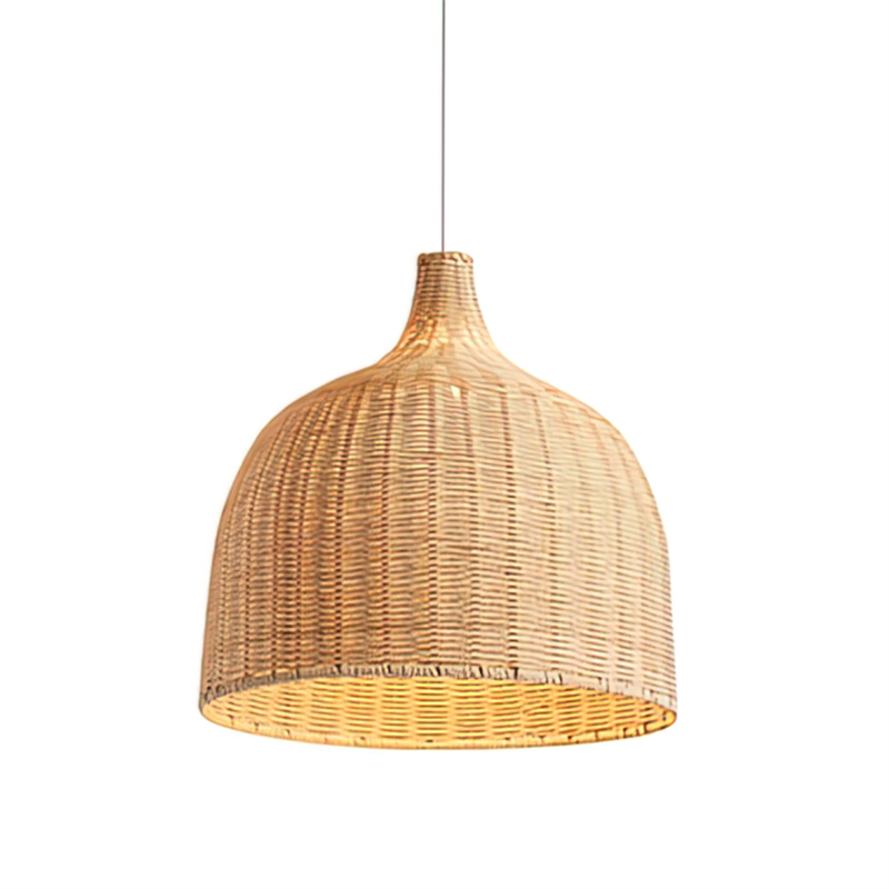 Rattan Wicker Chandelier Pendant Light Hand-Woven Rustic Retro Light Fixture Open Weave Lamp Shade Cover for Kitchen RT0031