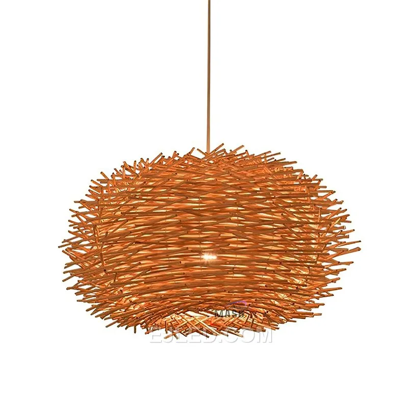 Guzhen Large Chandeliers for High Ceilings Handmade Modern Art Rattan Woven Bird Neest Pendant Lights Bamboo Lamp RT0030