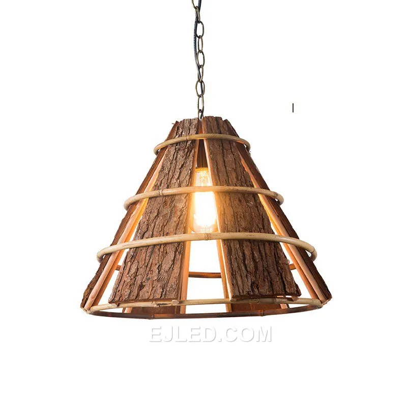 Well Sale Pyramid Bamboo exterior Lamps Handmade lantern lamp rattan pendant light for Farmhouse Villa RT0002