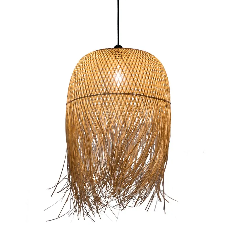 New Arrival Woven Round Natural Bamboo Handmade Weave Rattan Chandelier Christmas Rattan Animal Light for Farmhouse Villa RT0017