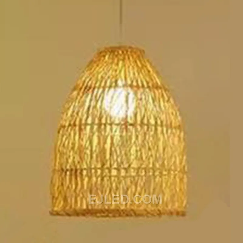 Guzhen Bamoo Lamp Wicker Pendant Light Hand-Woven Open Weave Chandelier with Basket Design Ceiling Light for Kitchen RT0026