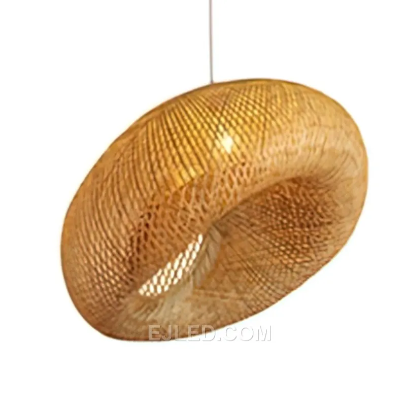 Zhongshan Bamboo Led Light Lip Gloss Container Handmade Modern Art Pendant Lights Bamboo Lamp for VIlla Hotel RT0044