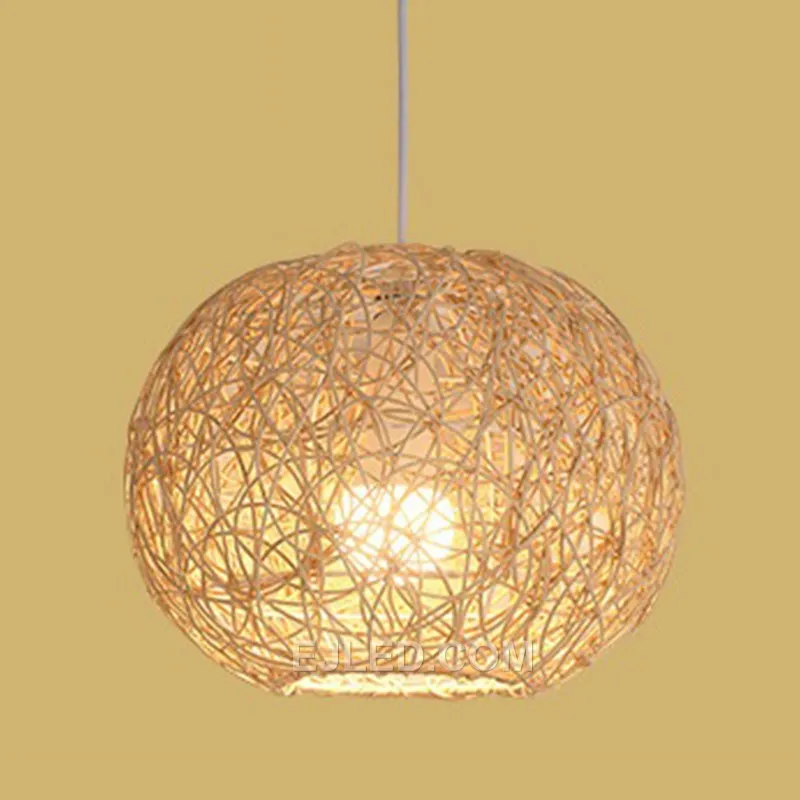Wicker Woven Light Creative Chandeliers Decoration Pendant Light with Bird cage Shade for Dinging Bamboo Light Fixture RT0023